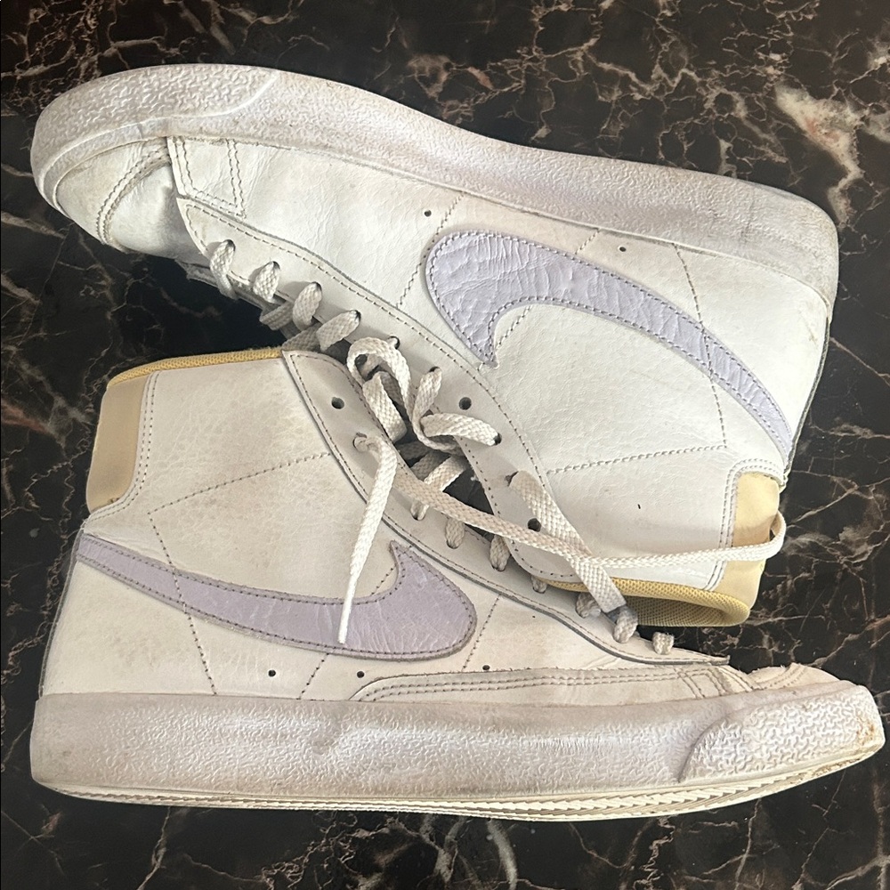 Women's White and Cream High-Top Sneakers